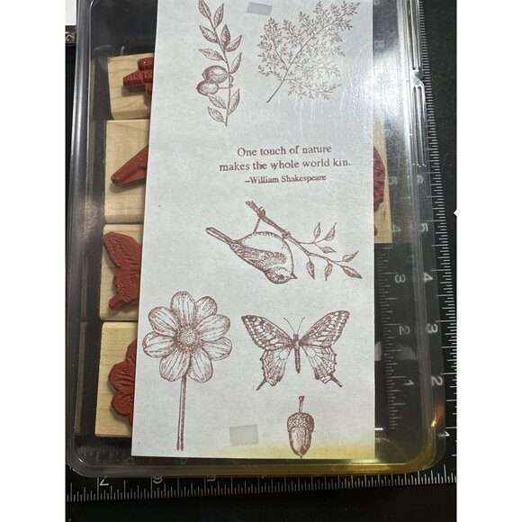 Stampin Up! Touch Of Nature Rubber Fern, Bird, Butterfly, Acorn - Picture 2 of 3